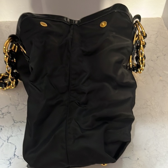 Prada nylon/ patent leather large bag with gold/patent chain handle - Picture 12 of 16